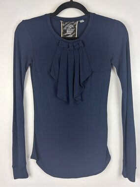 L.A.M.B. Gwen Stefani XS Navy Ruffle Top Fall 2007 Y2K